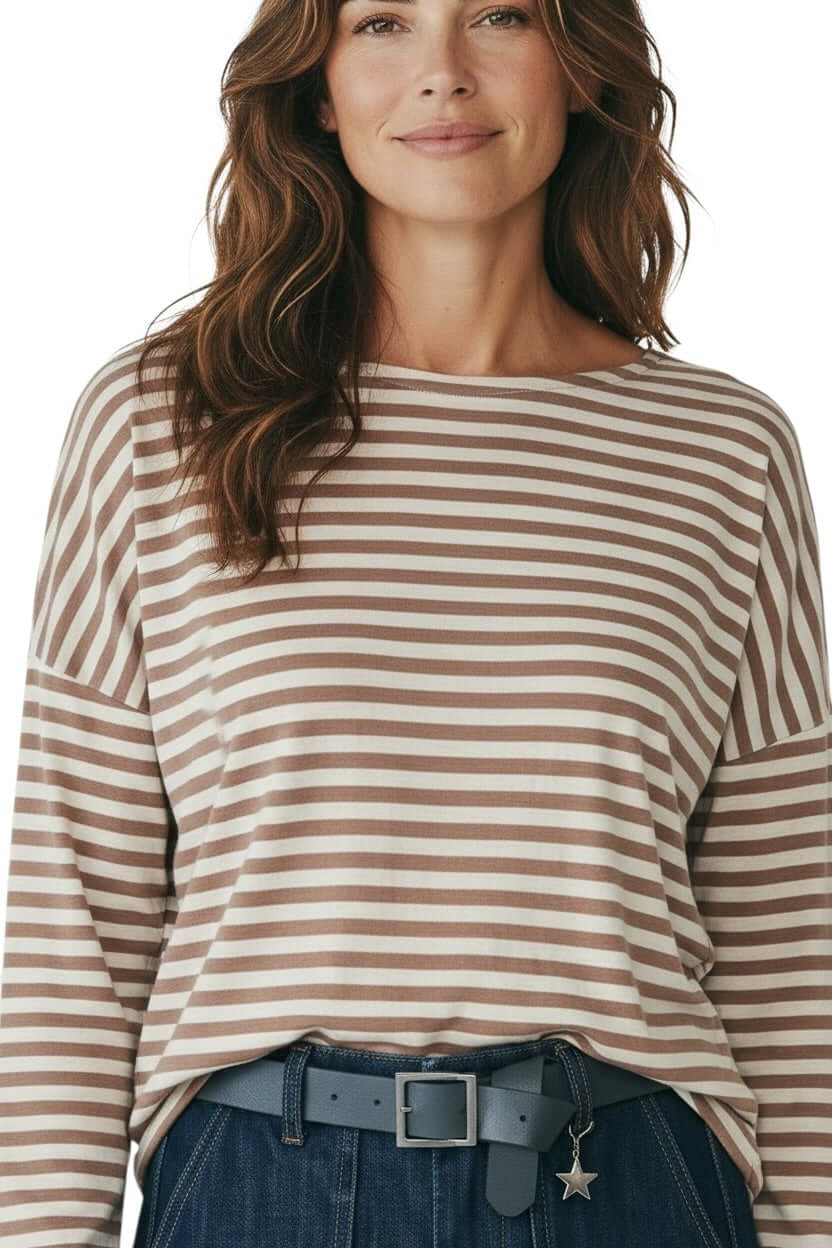 Susy Mix camel striped t-shirt