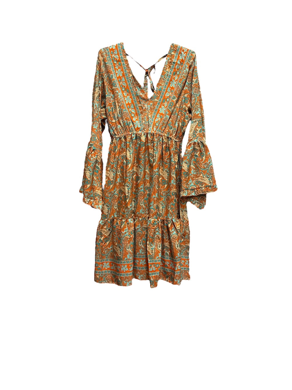 Hindi print orange dress
