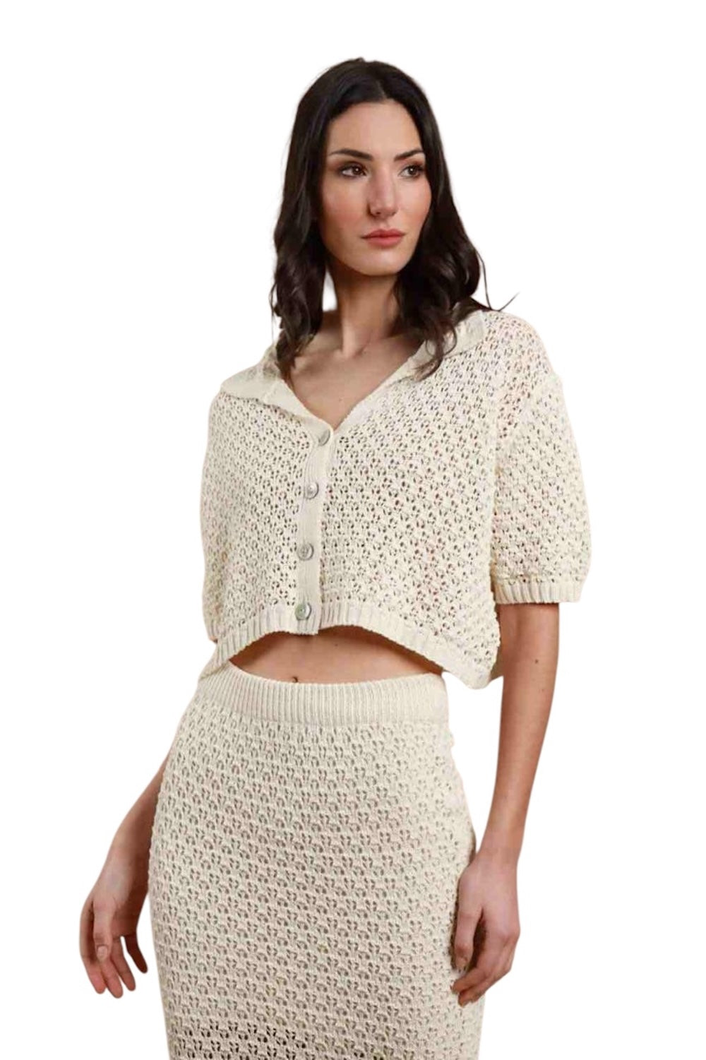 Camicia in misto crema Susy
