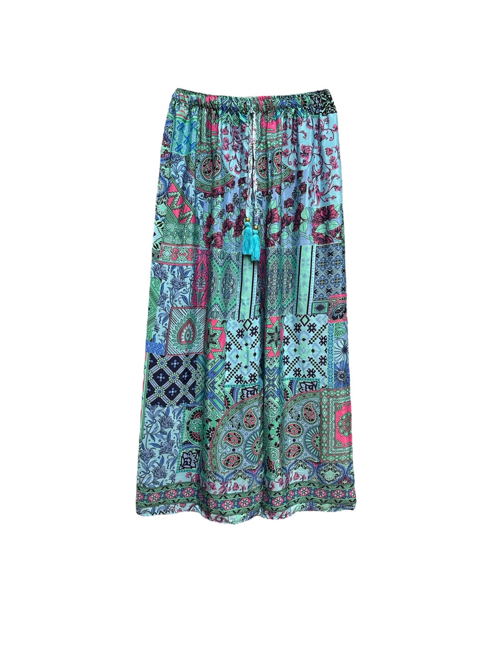 Hindi green light blue print pants