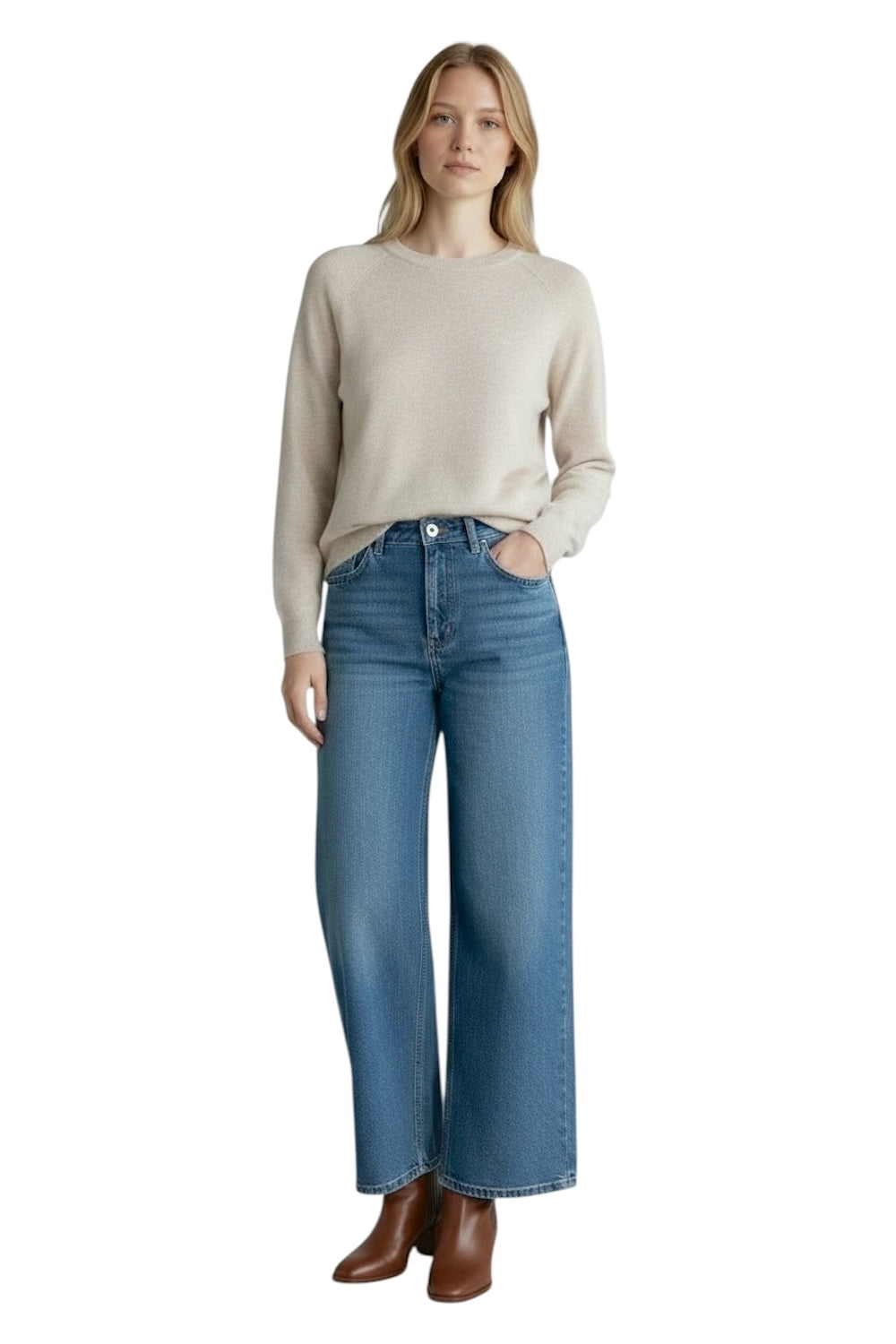 Vicolo beige melange cashmere pullover