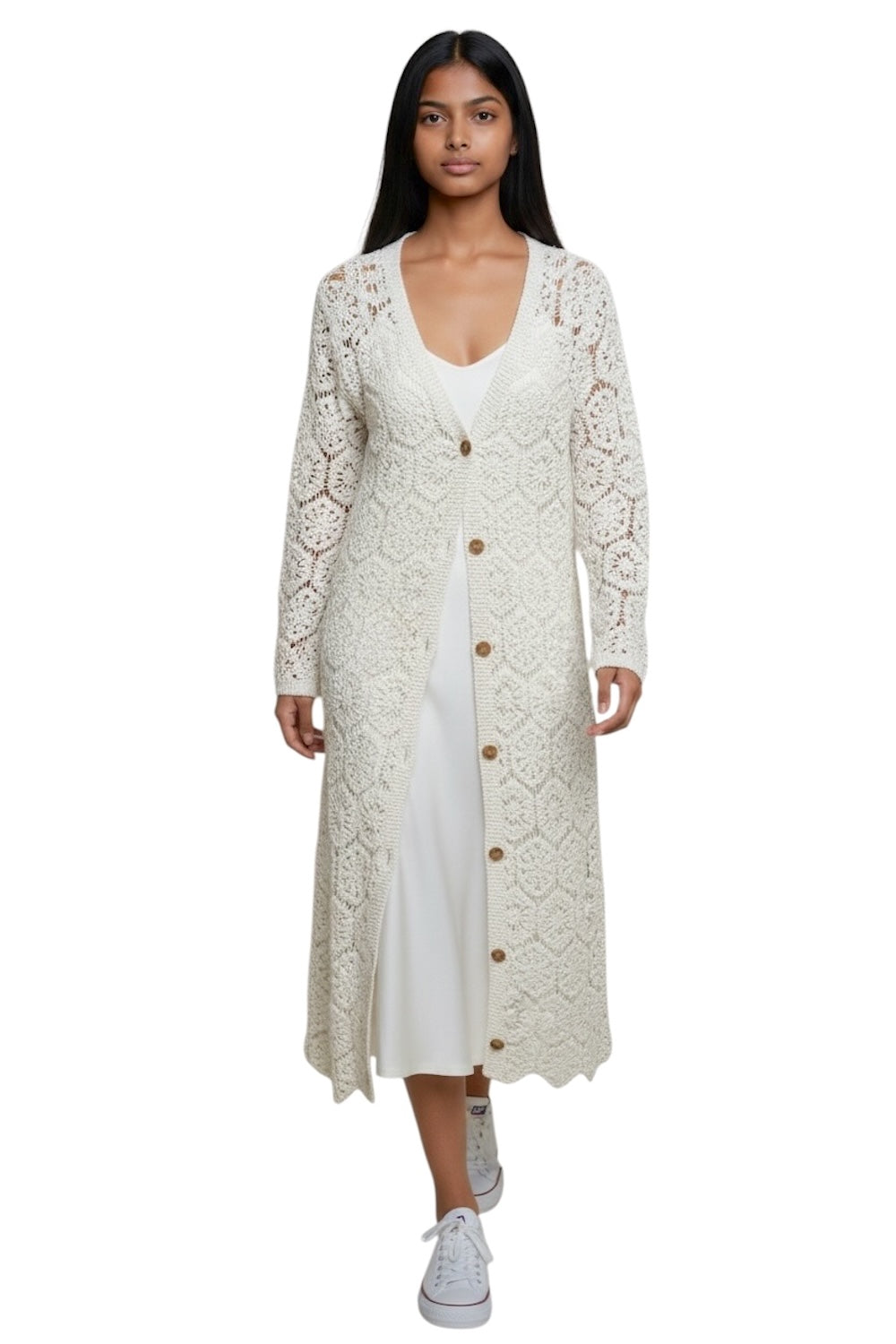 Le îls white long cardigan