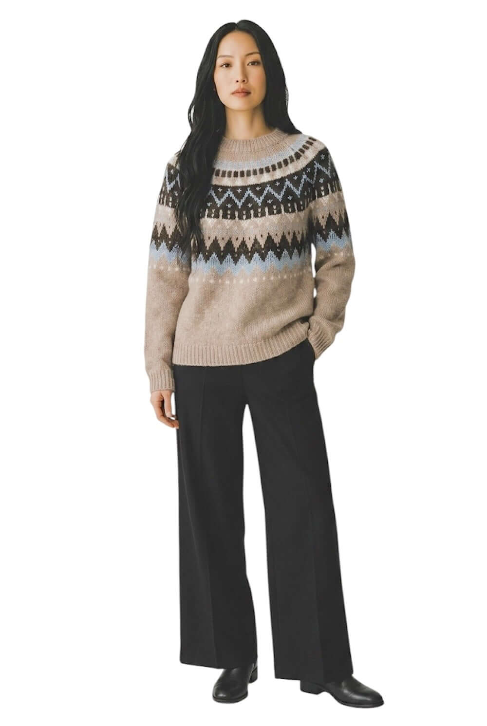 Kontatto camel cream light blue moka pullover
