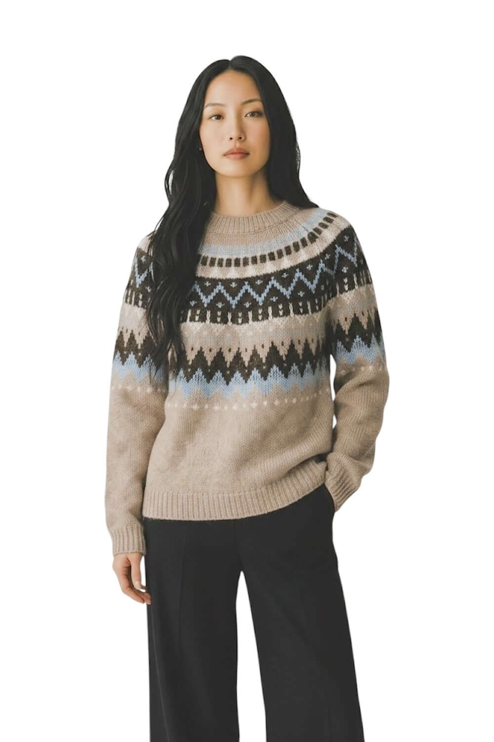 Kontatto camel cream light blue moka pullover