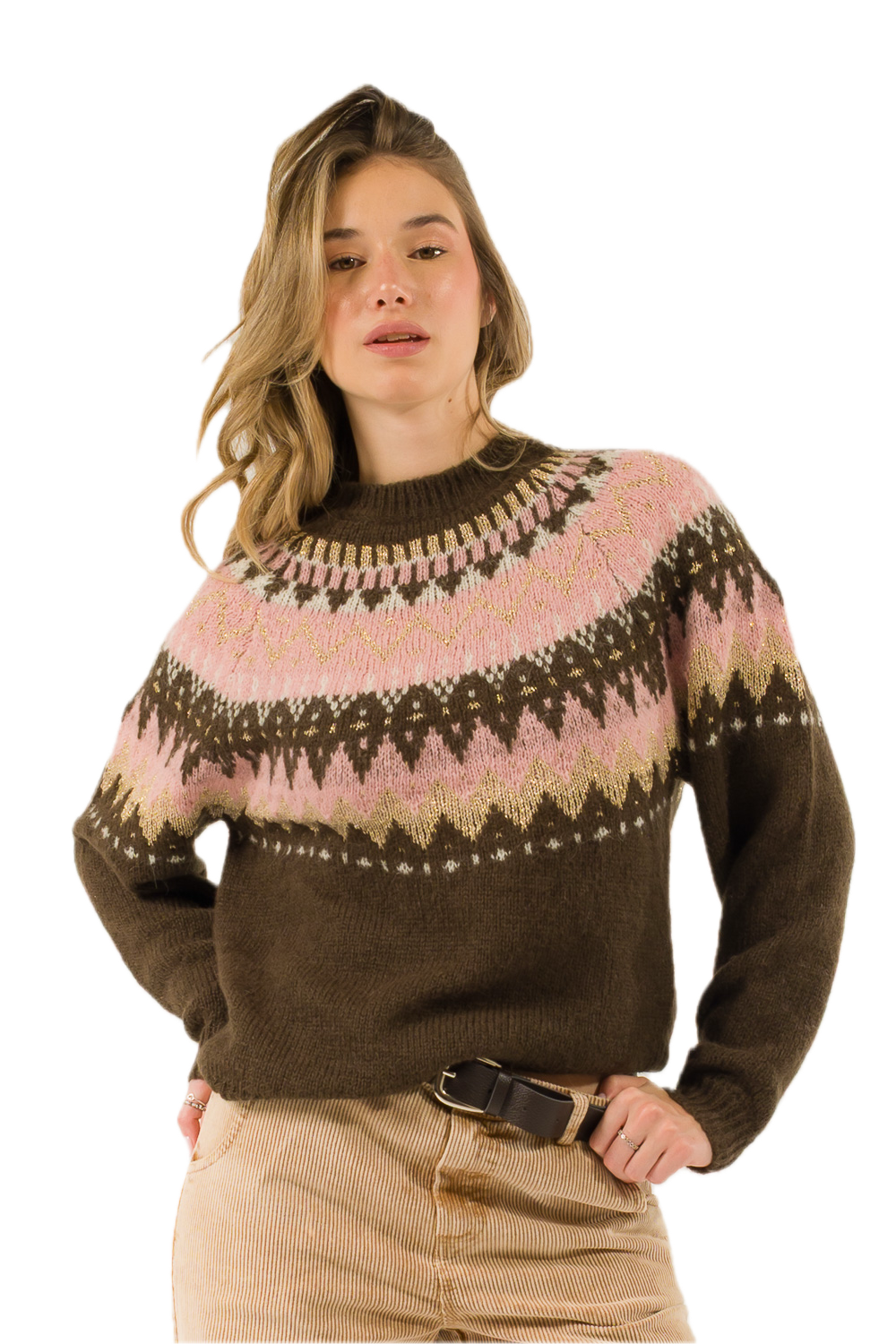 Kontatto moka cream gold pink pullover