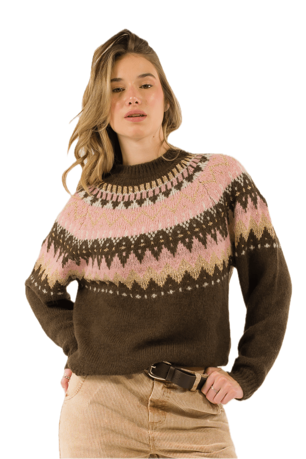 Kontatto moka cream gold pink pullover