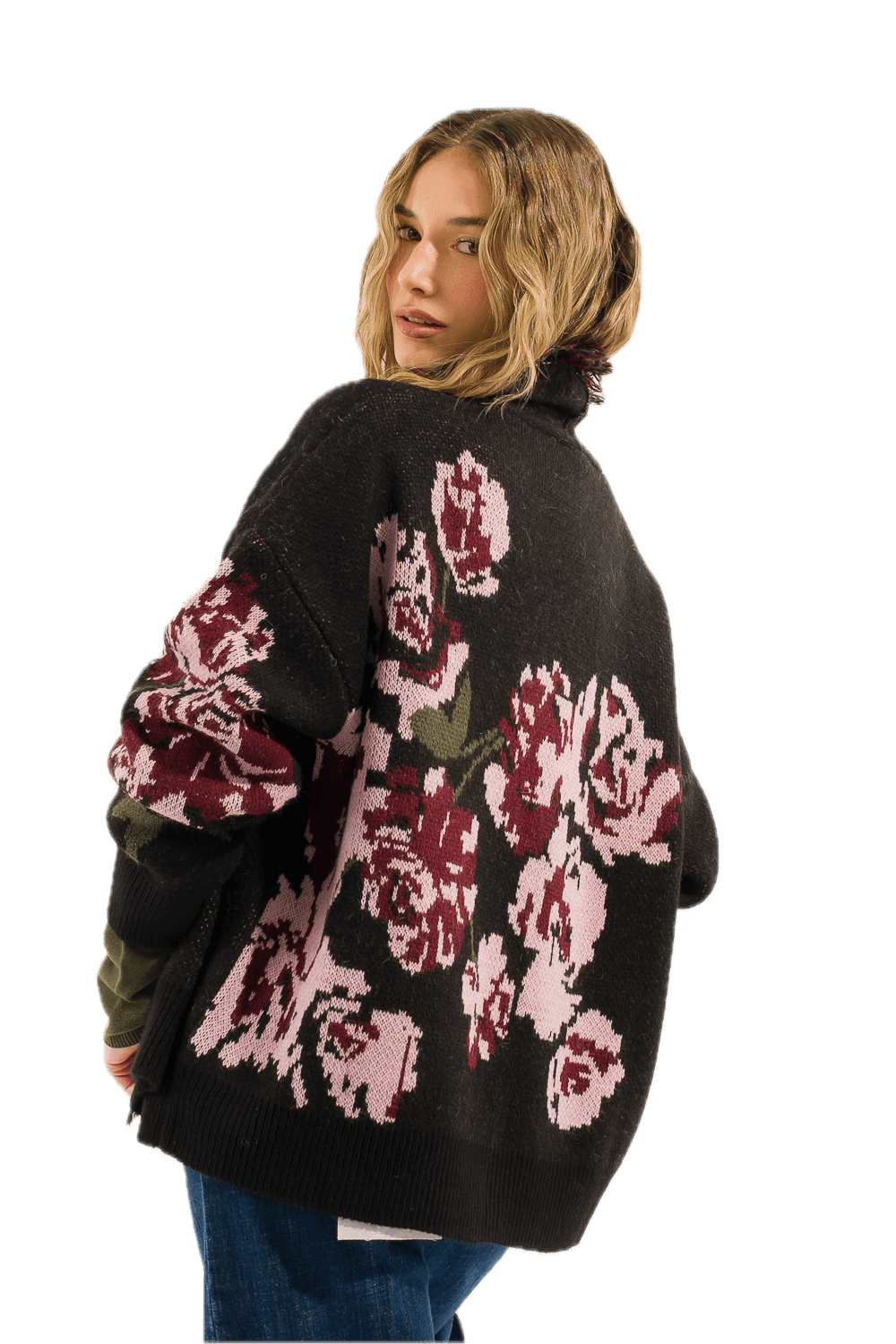 Cardigan Kontatto nero rosa bordeaux kaki