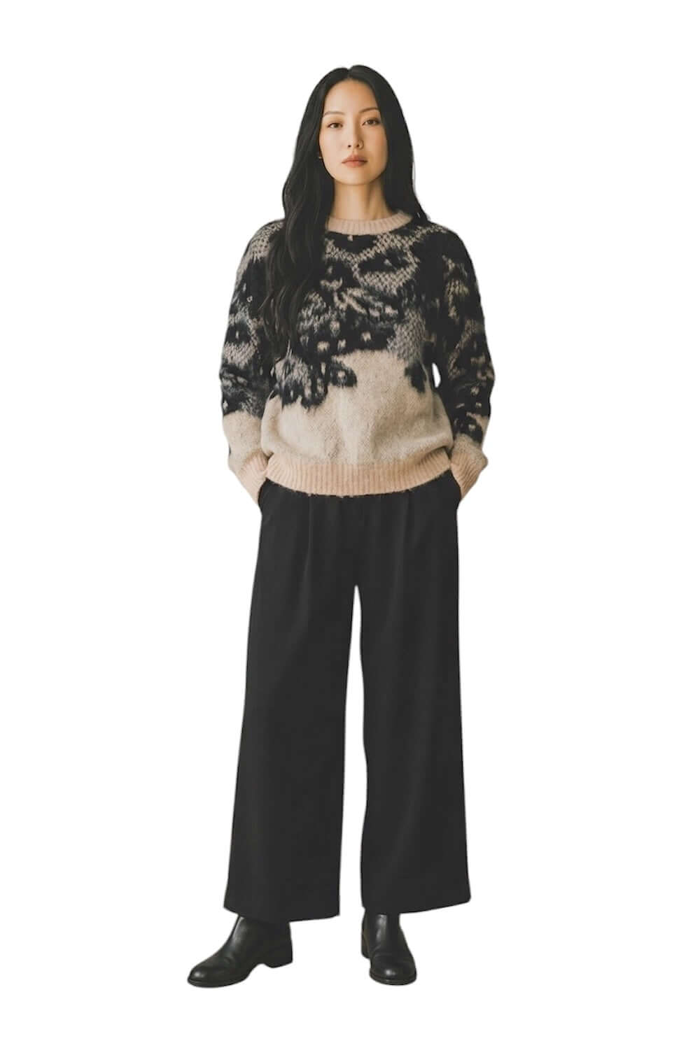 Kontatto pullover cammello nero