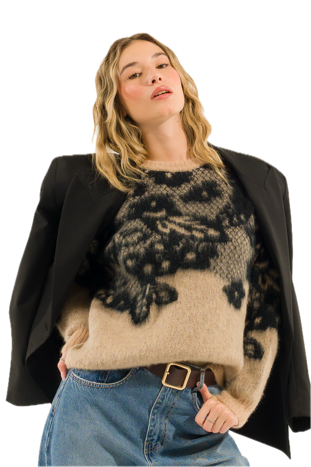 Kontatto camel black pullover