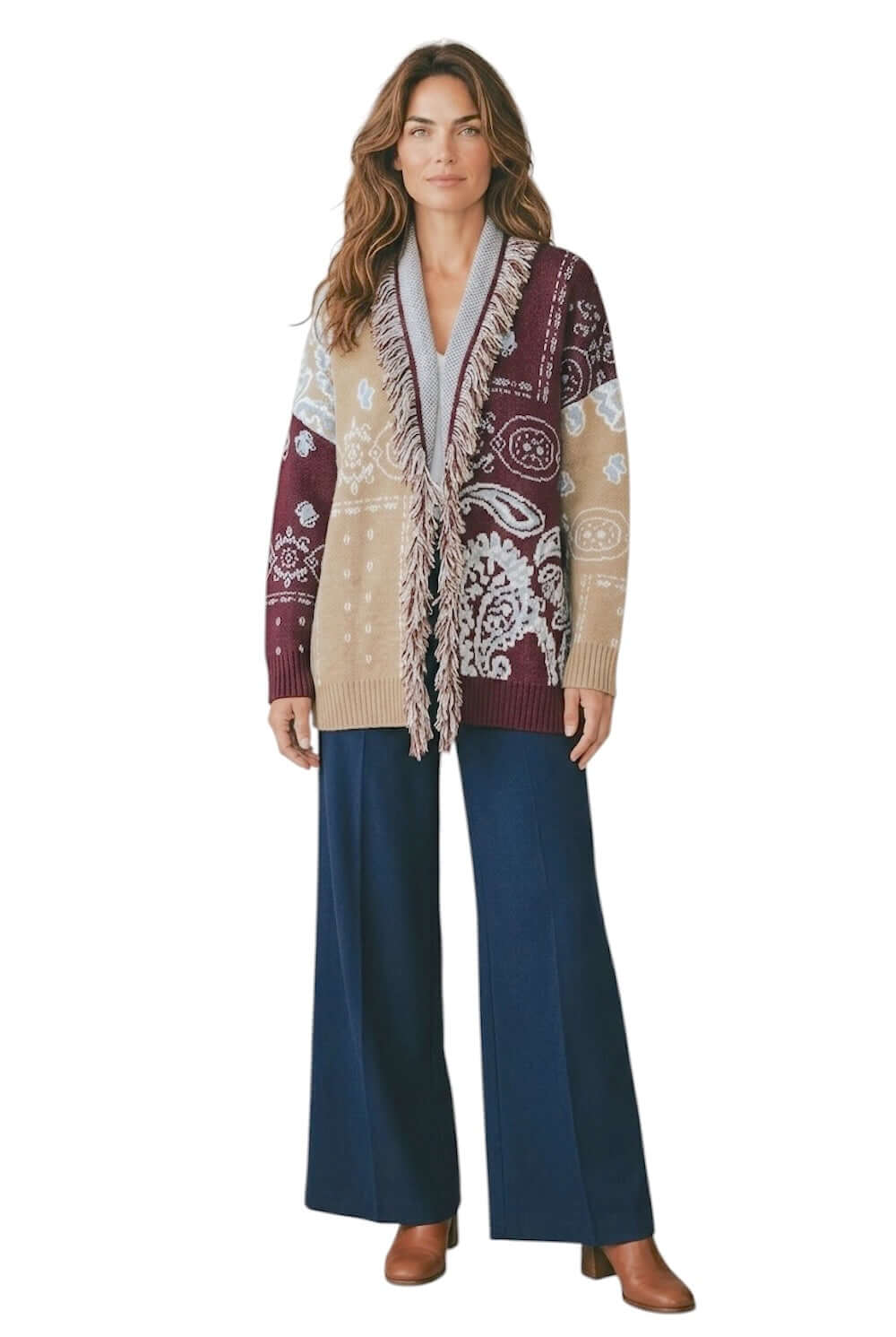 Cardigan Kontatto cammello bordeaux crema nuvola