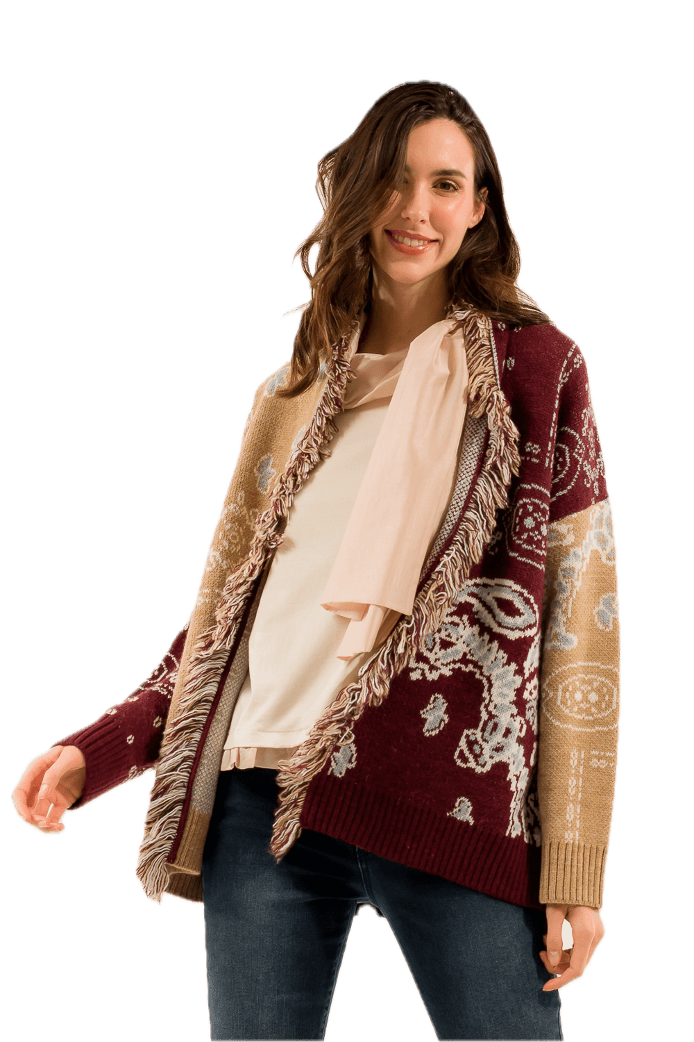 Cardigan Kontatto cammello bordeaux crema nuvola