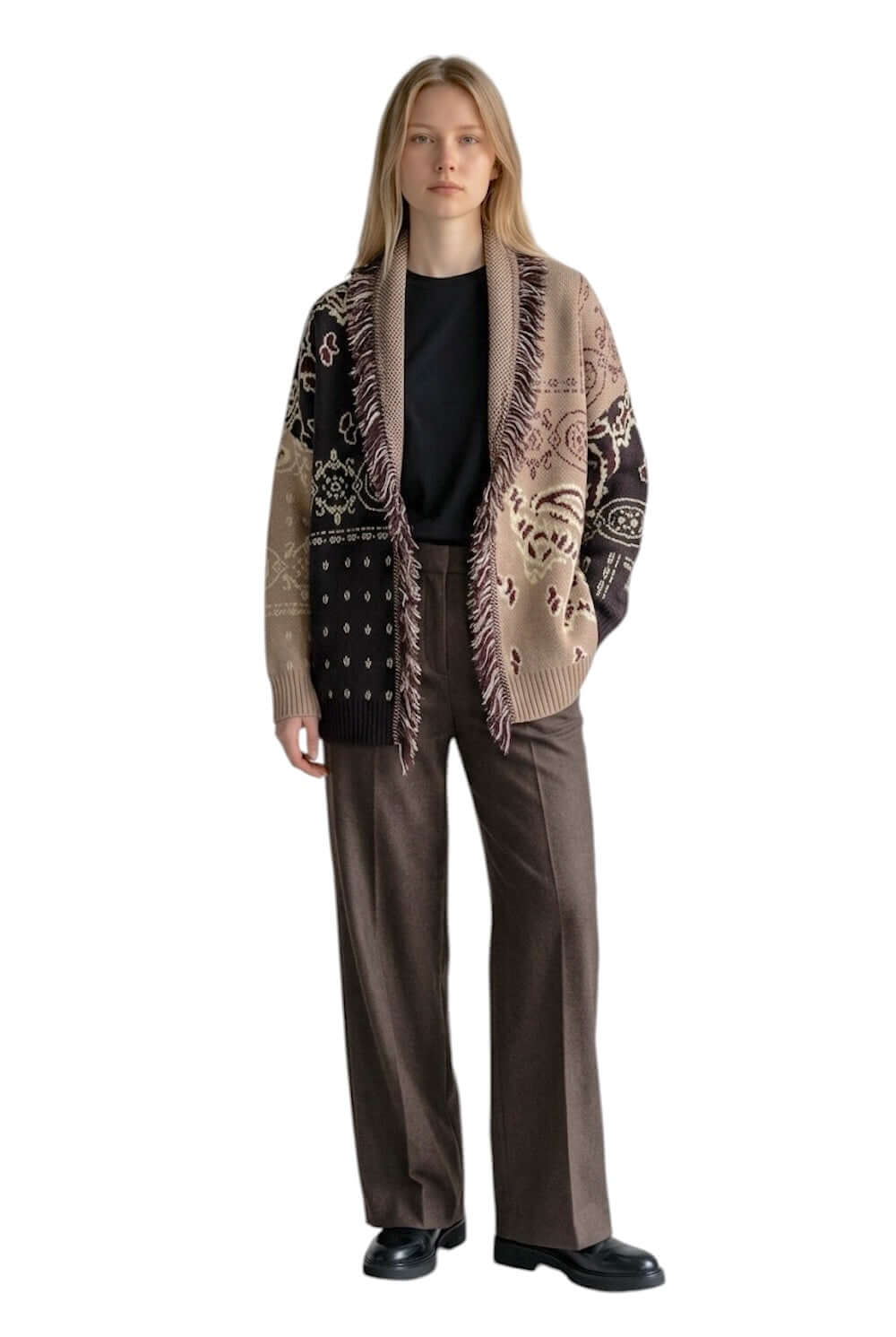 Cardigan Kontatto moka cammello giallo chiaro bordeaux