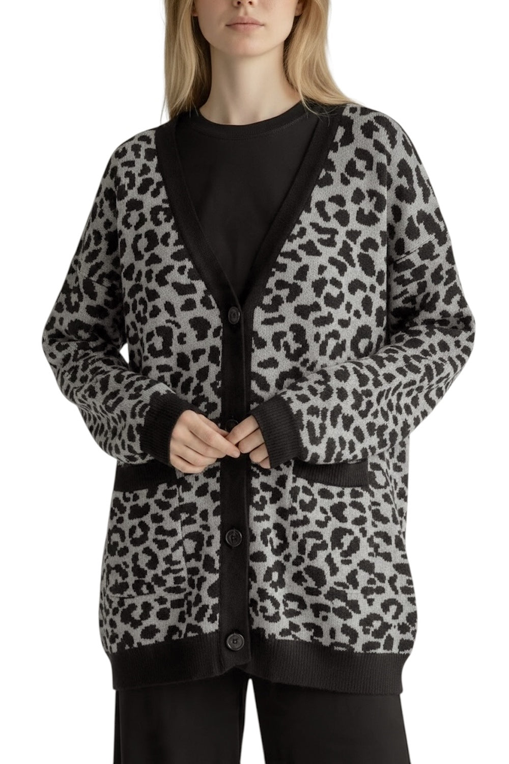 Kontatto black grey cardigan