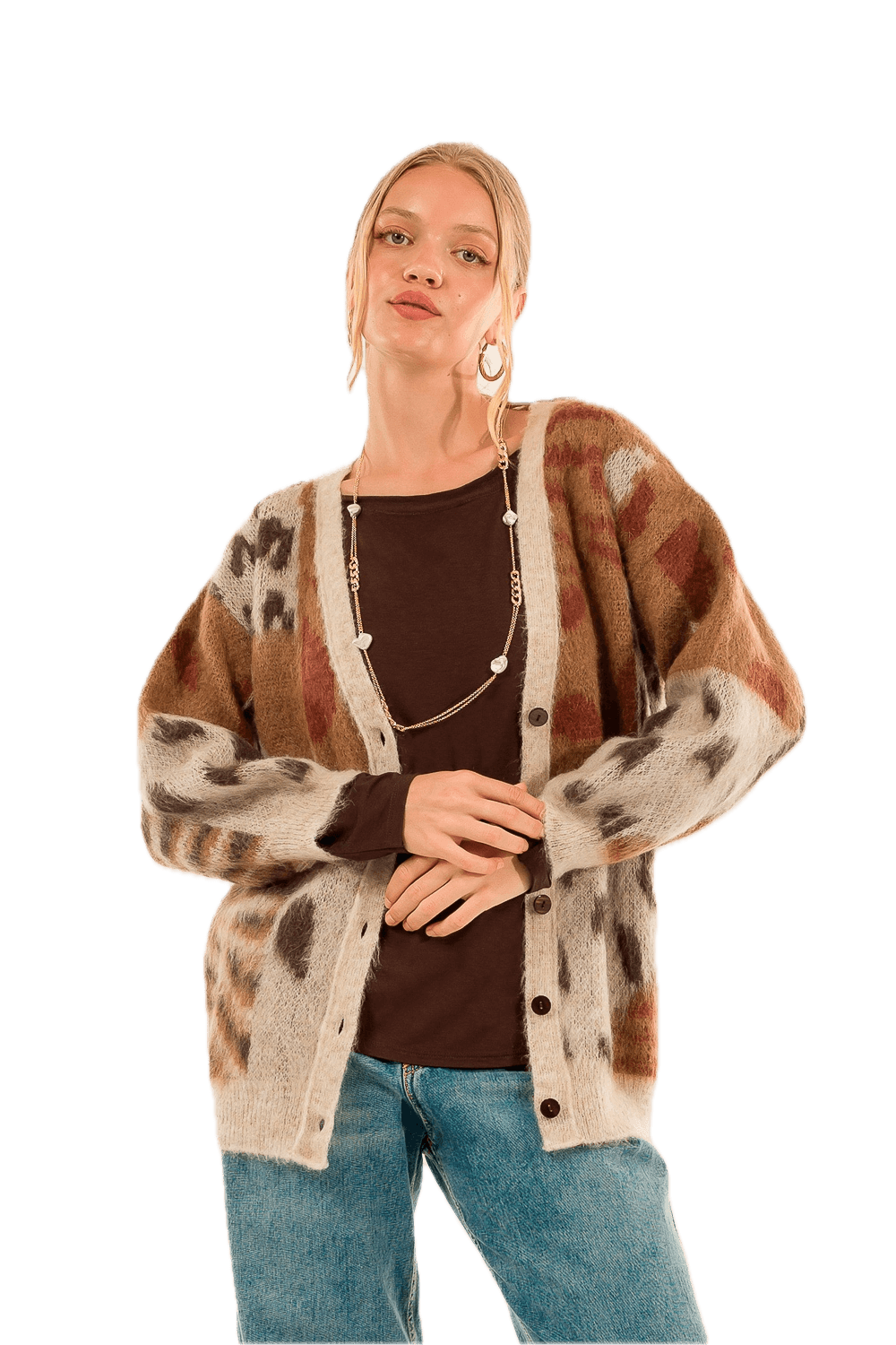 Kontatto beige Strickjacke