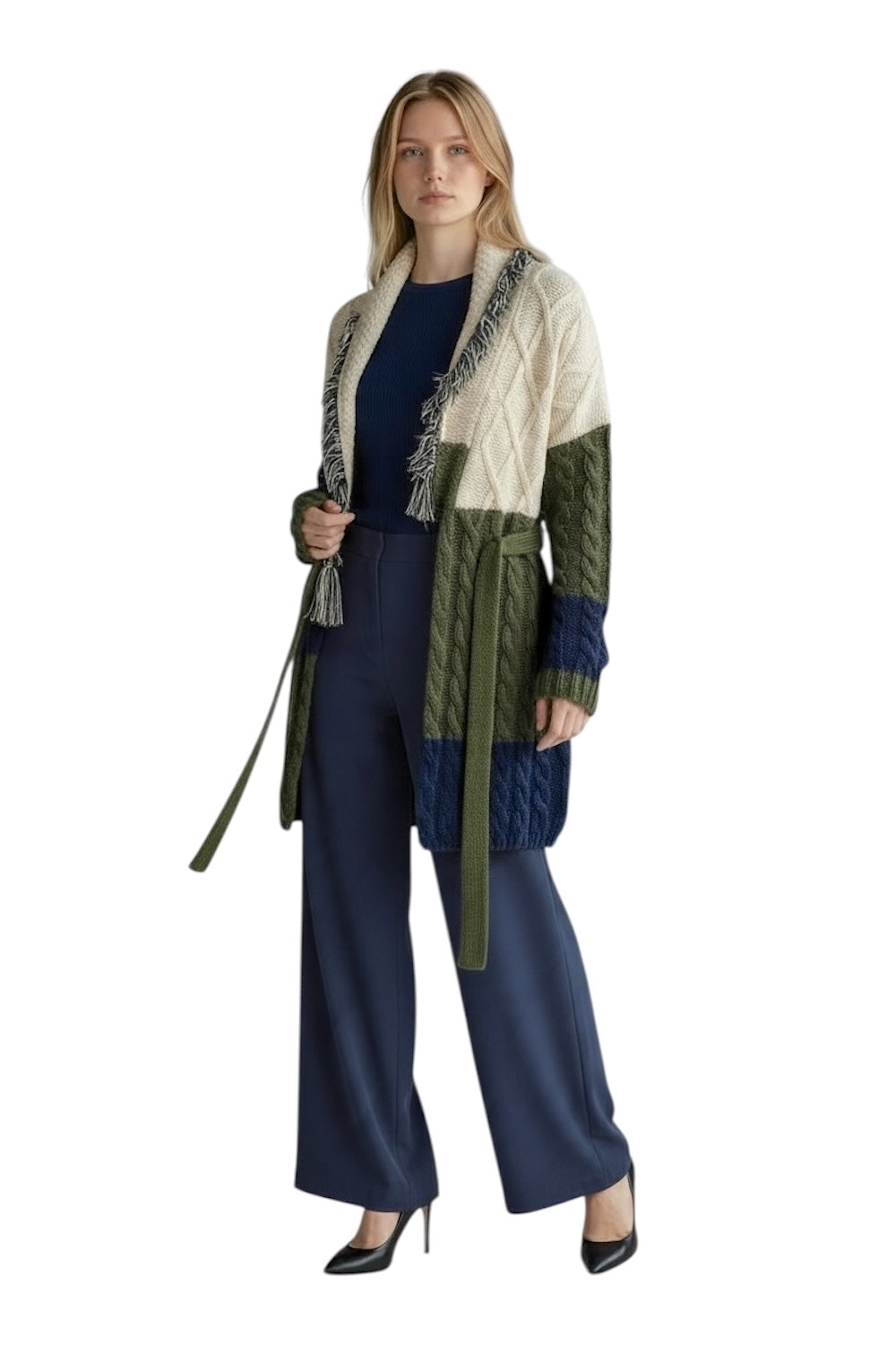 Cardigan Kontatto verde blu burro