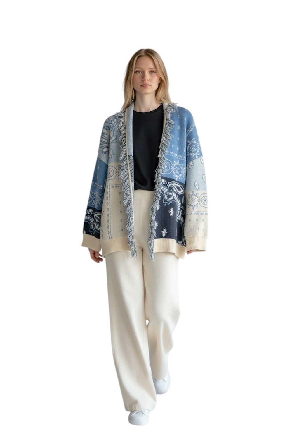 Kontatto cream-blue cardigan