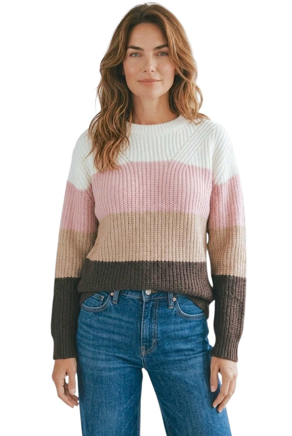 Kontatto moka camel pink cream pullover