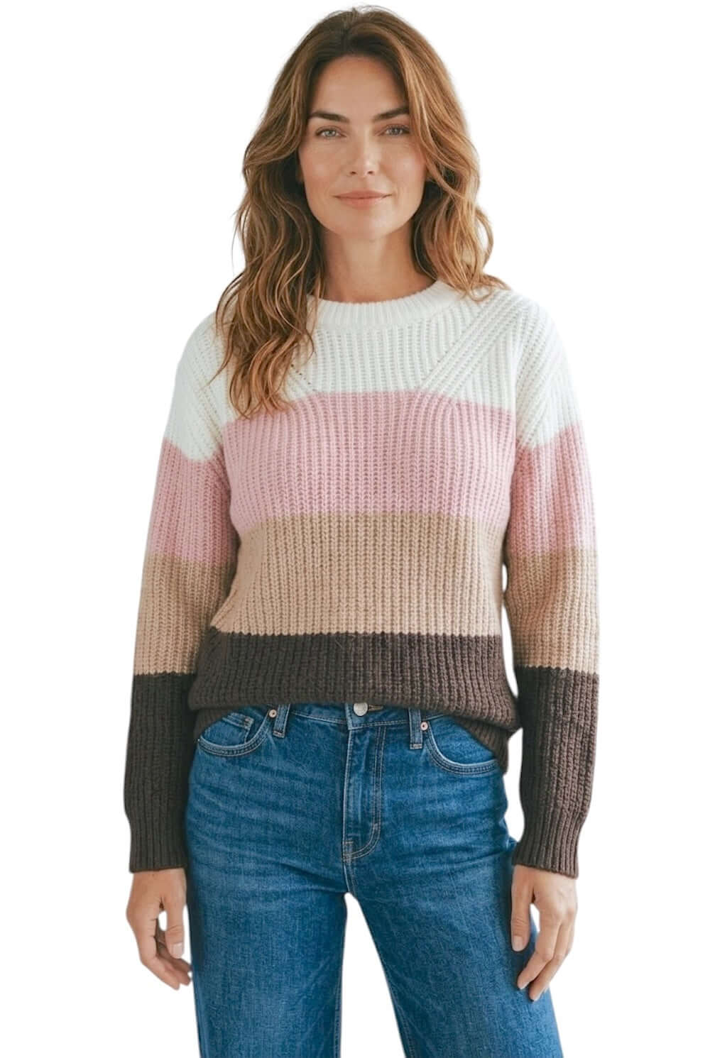 Pullover Kontatto moka cammello rosa crema