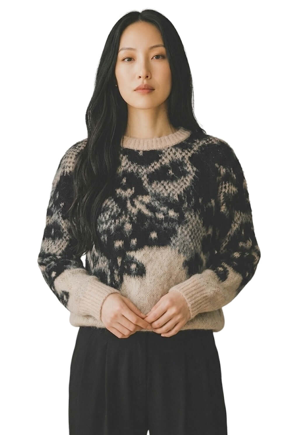 Kontatto pullover cammello nero