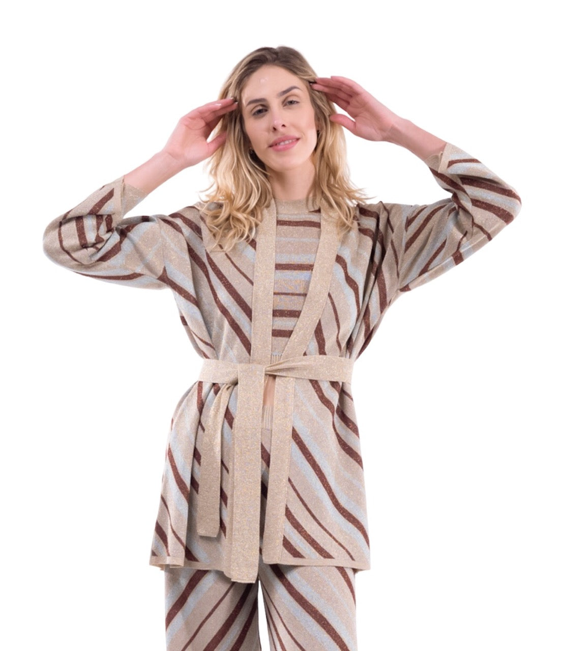 Kontatto gold rust mint cardigan