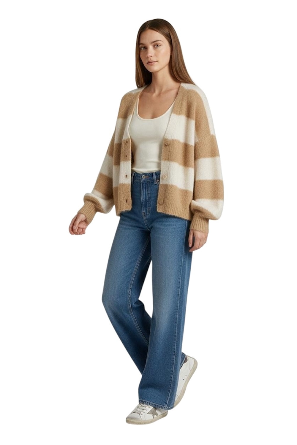 Le îls cream camel cardigan