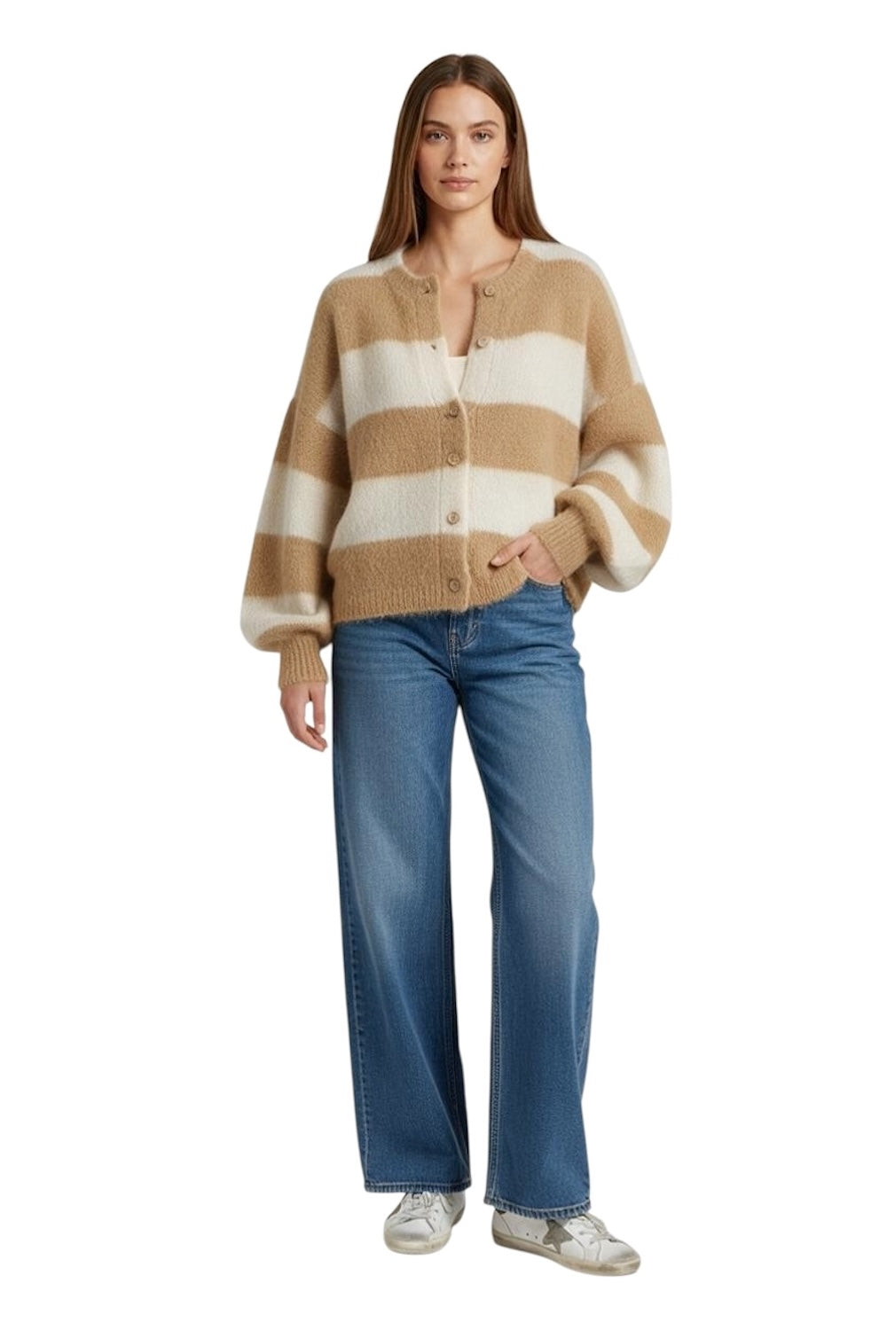 Le îls cream camel cardigan