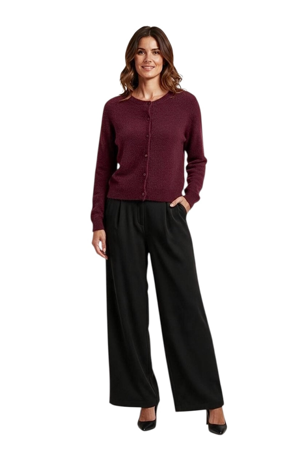 Le îls red wine cardigan
