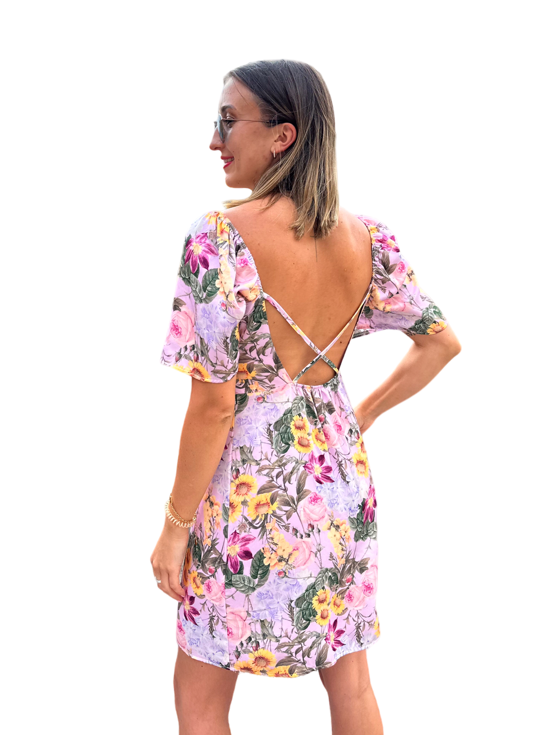 Saiph lilac flower short dress