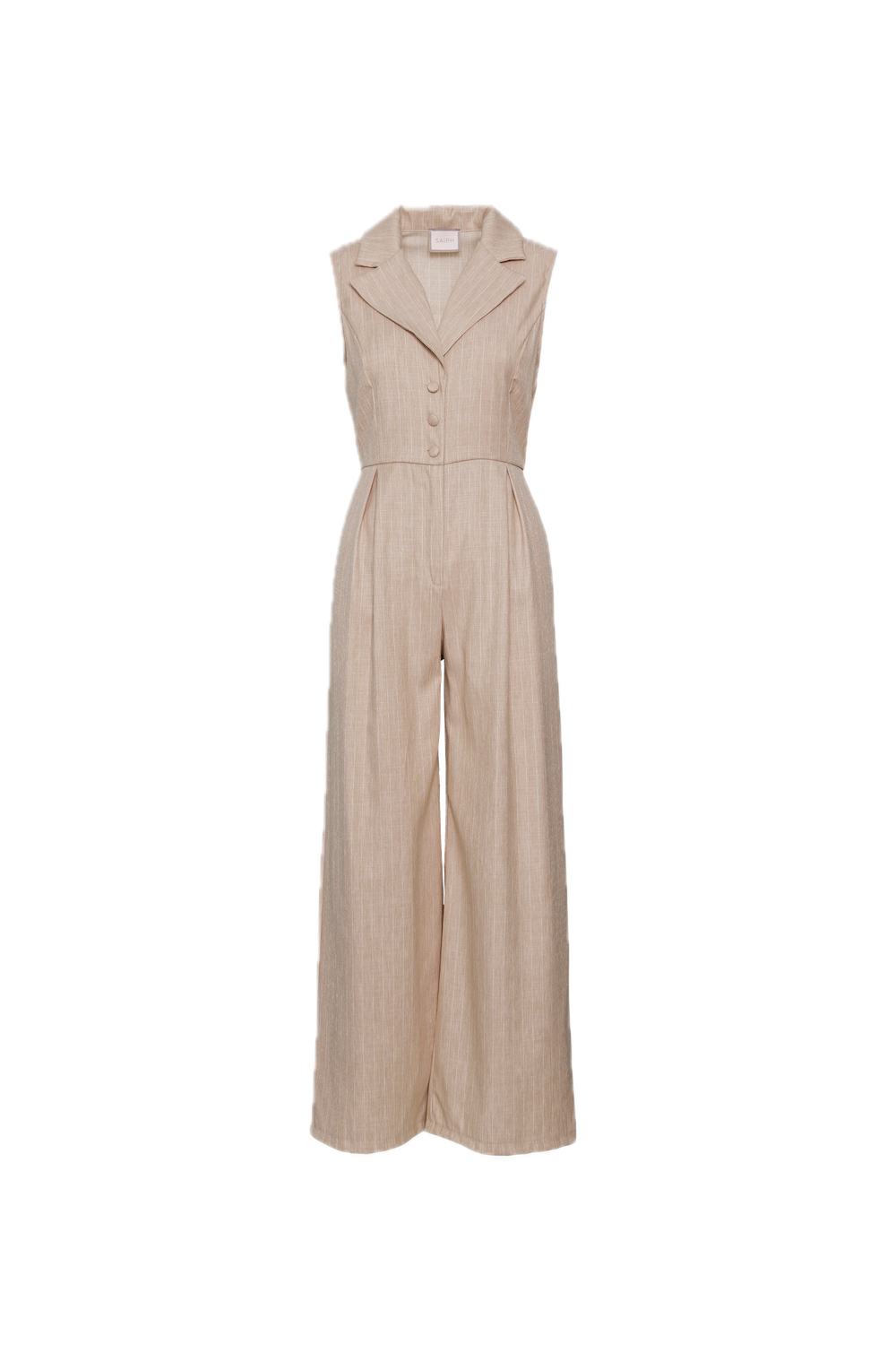 Saiph beige pinstriped overalls