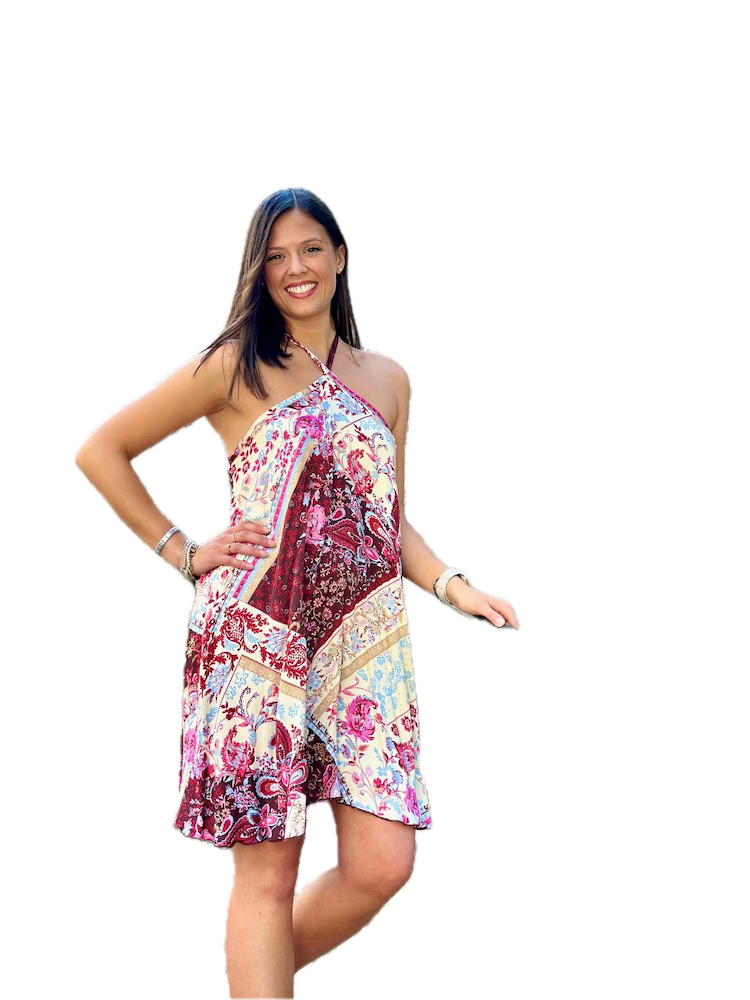 Kontatto patch flowers short dress