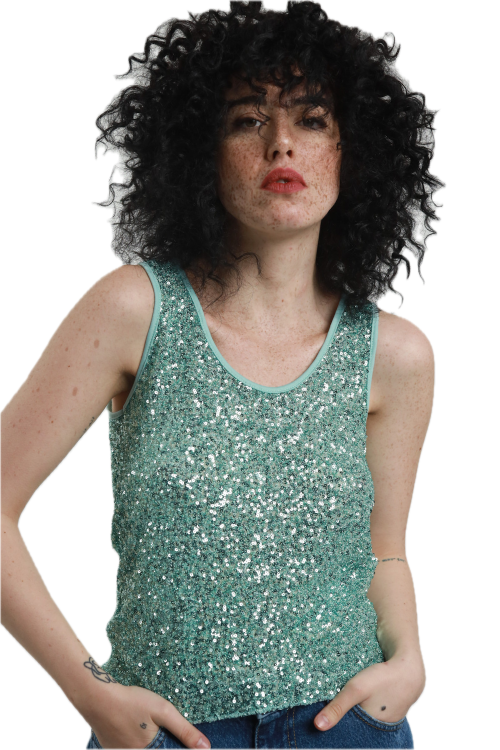 Susy Mix green glitter top