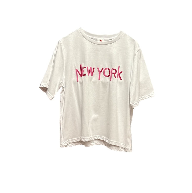 Kontatto bianco fuchsia t-shirt