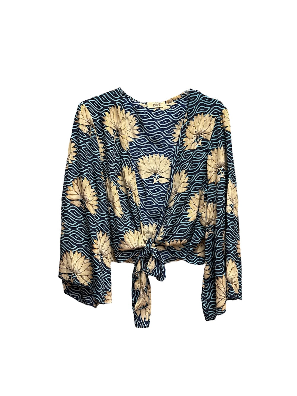 Camicia blu multicolore hindi