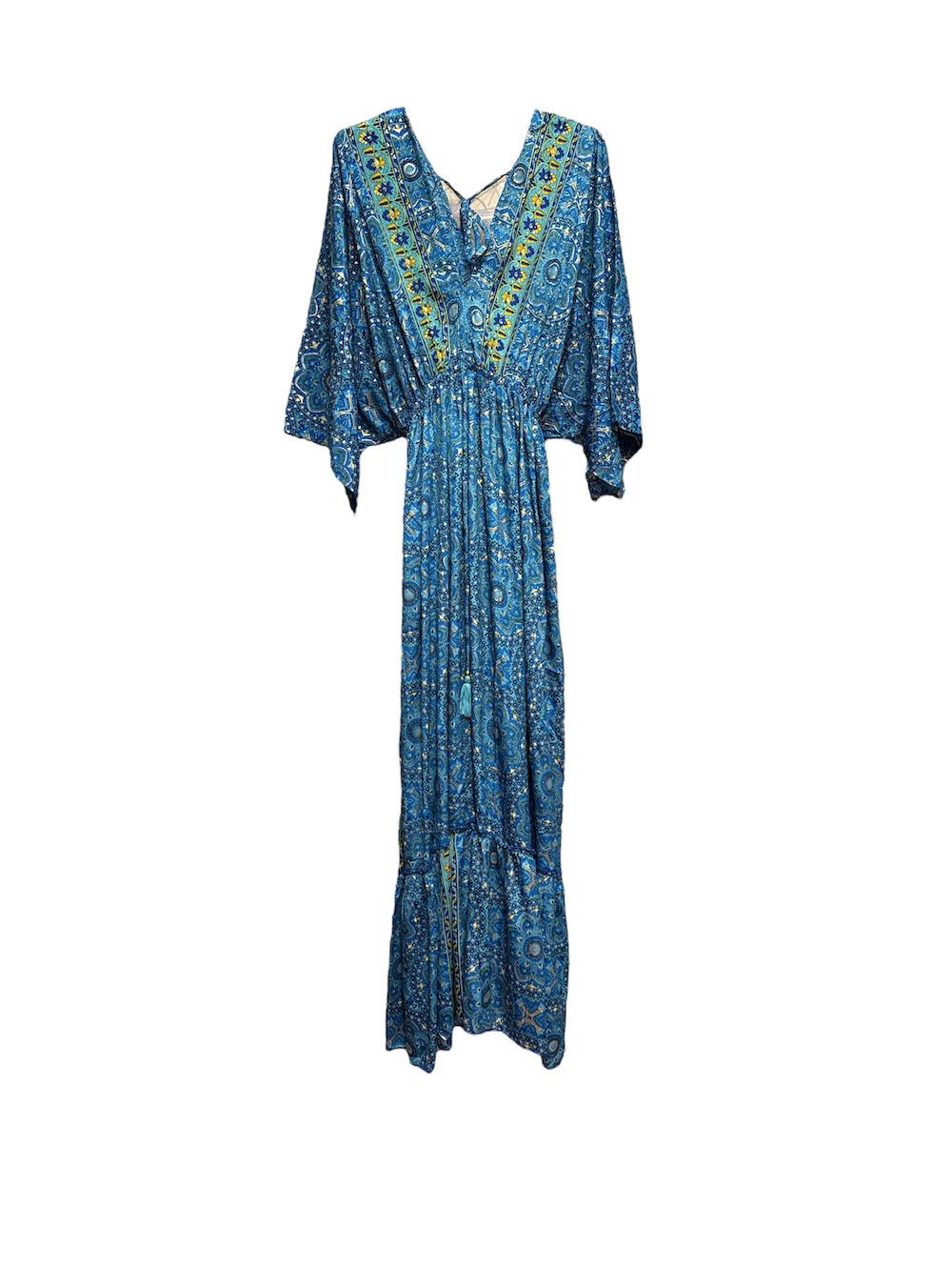 Hindi print electric blue dress