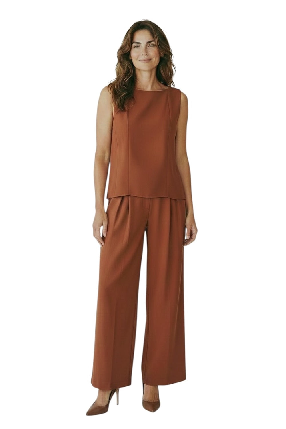 Susy Mix top and pants cinnamon suit