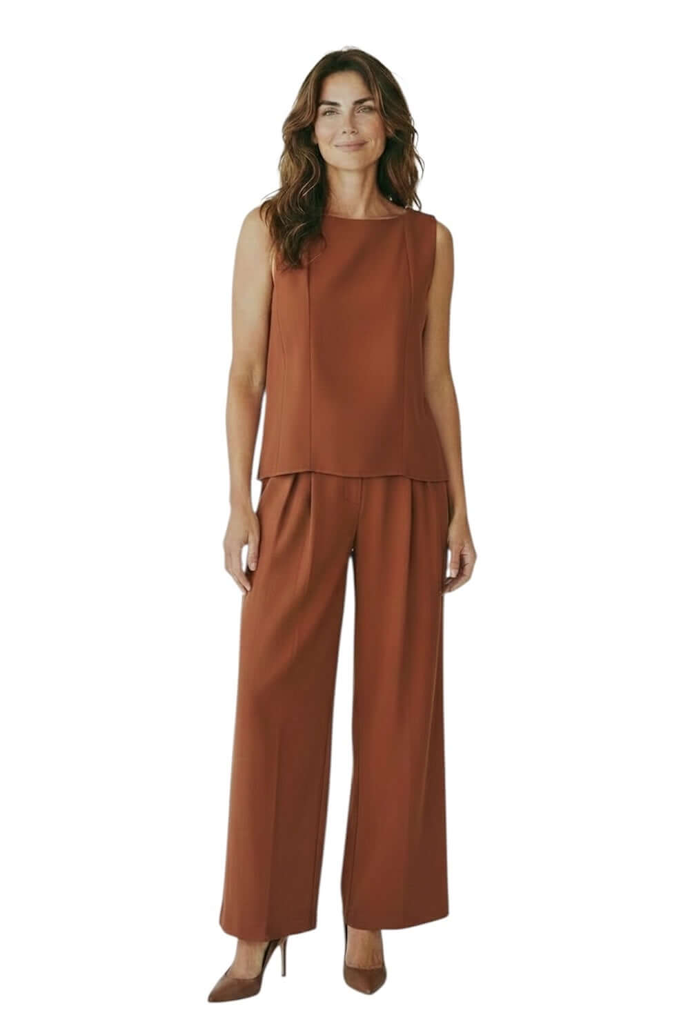 Susy Mix top and pants cinnamon suit