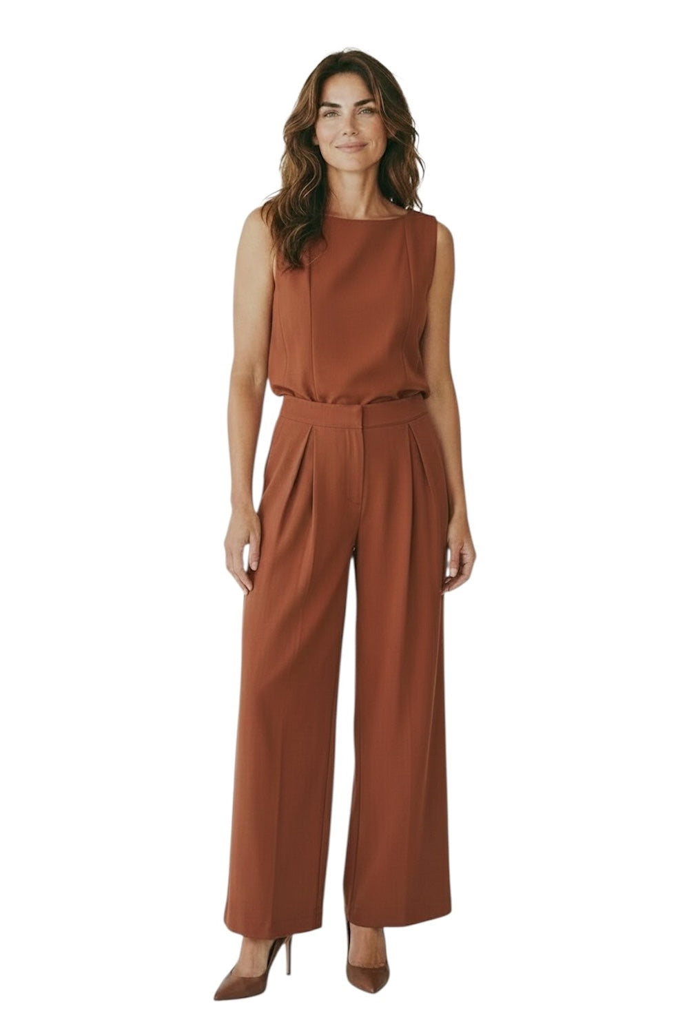 Susy Mix top and pants cinnamon suit