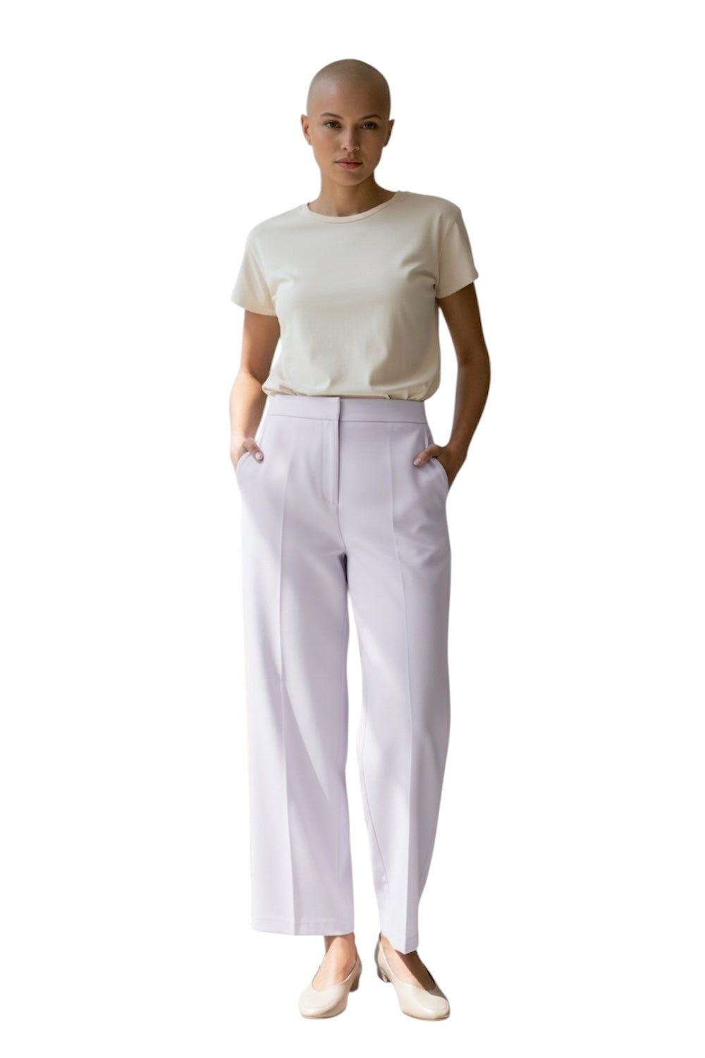 Maryley lilafarbene Hose mit weitem Bein