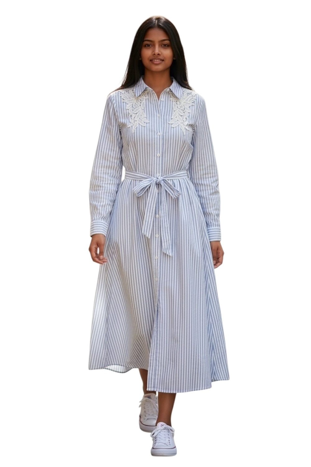 Abito chemisier azzurro chiaro in oxford di Kontatto