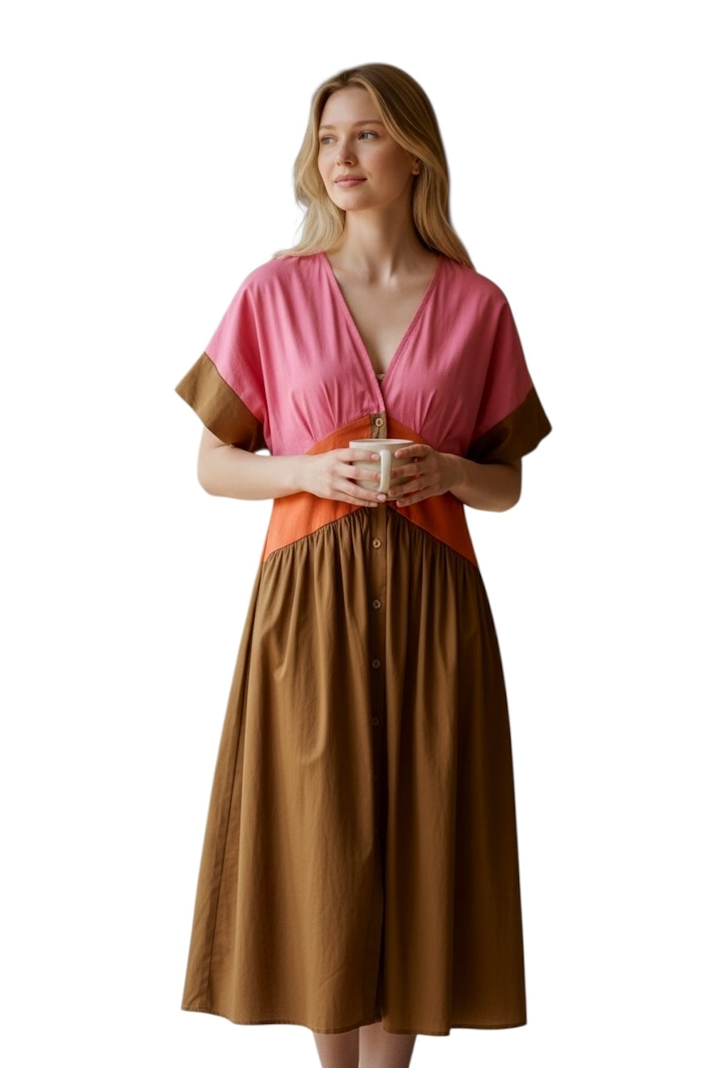 Abito chemisier marrone rosa Dixie