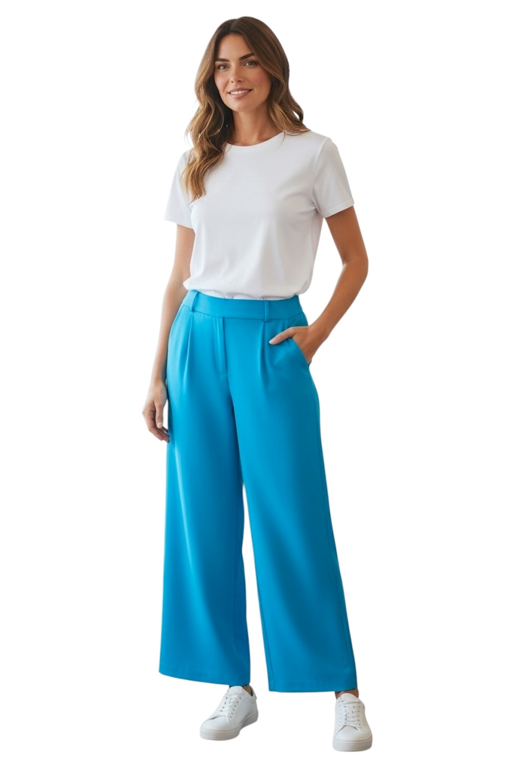 Maryley-Hose mit weitem Bein, türkisfarben