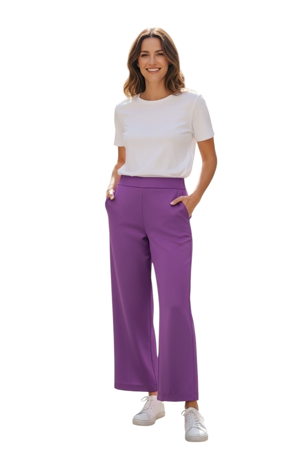 Maryley-Hose mit weitem Bein, malvenfarben.