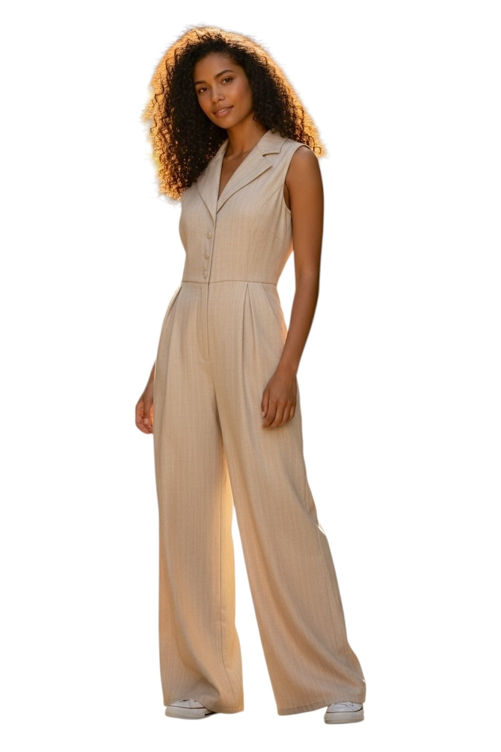 Salopette beige gessata Saiph