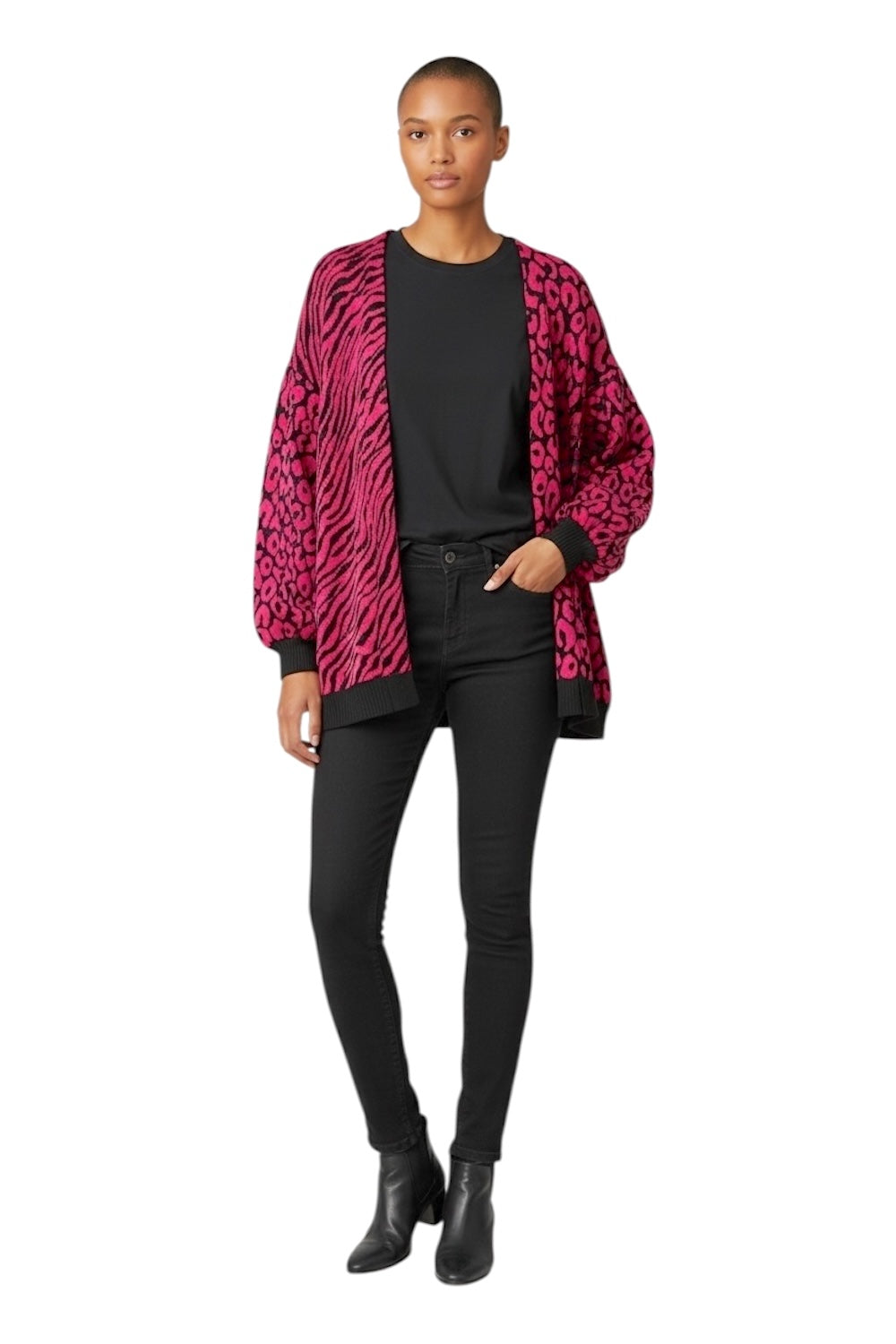 Kontatto fuchsia black cardigan