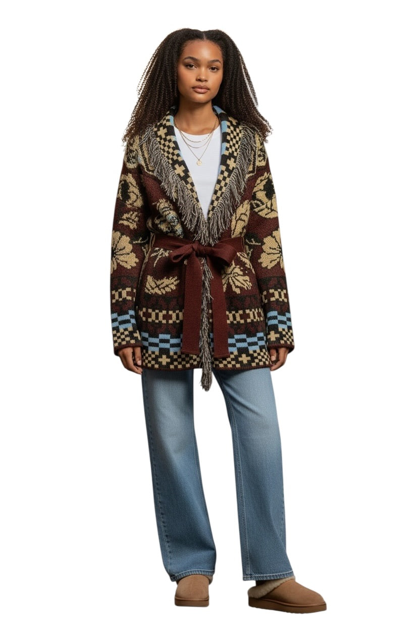 Vicolo multicolor wine cardigan