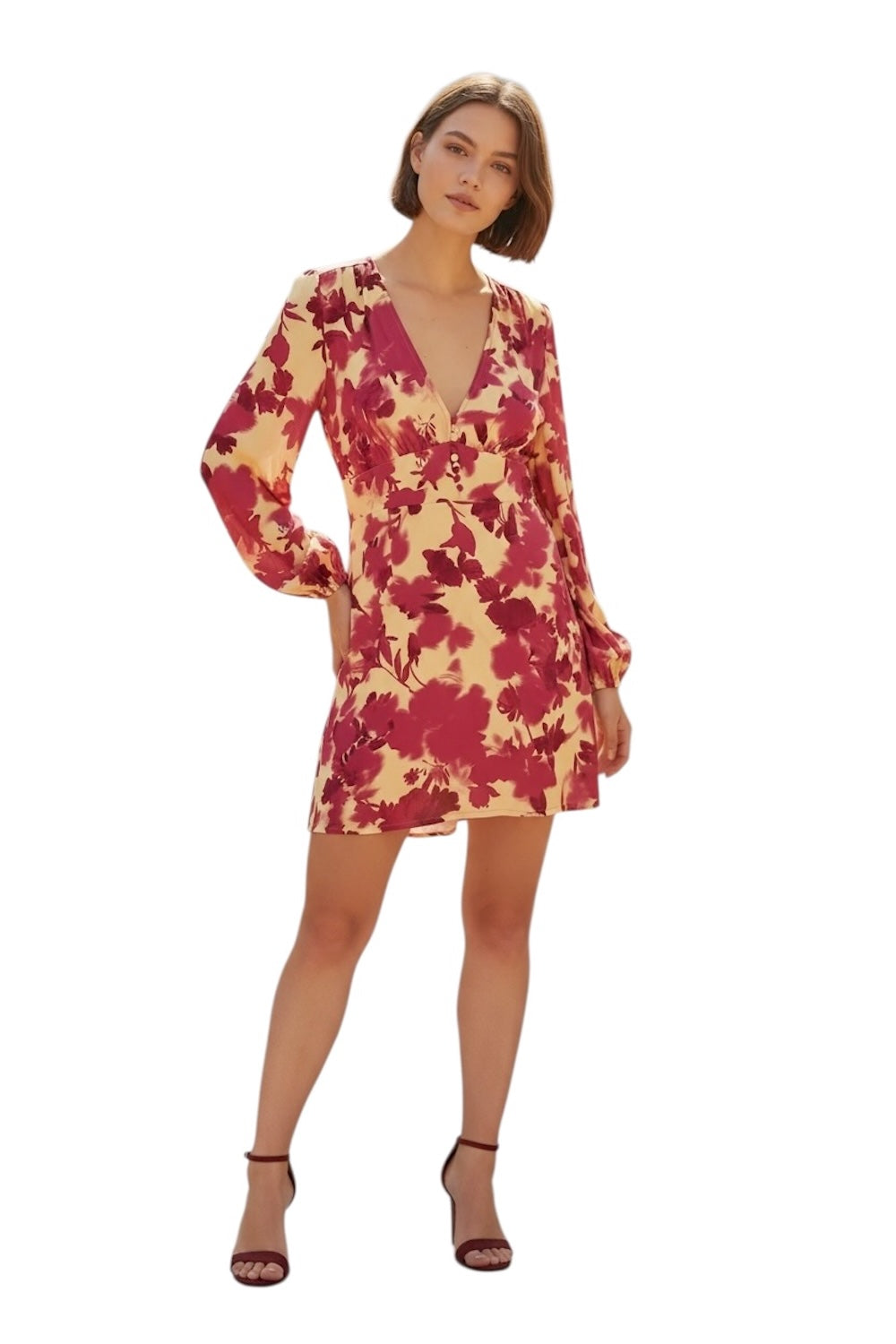 Kontatto mehrfarbiges rotes Kleid