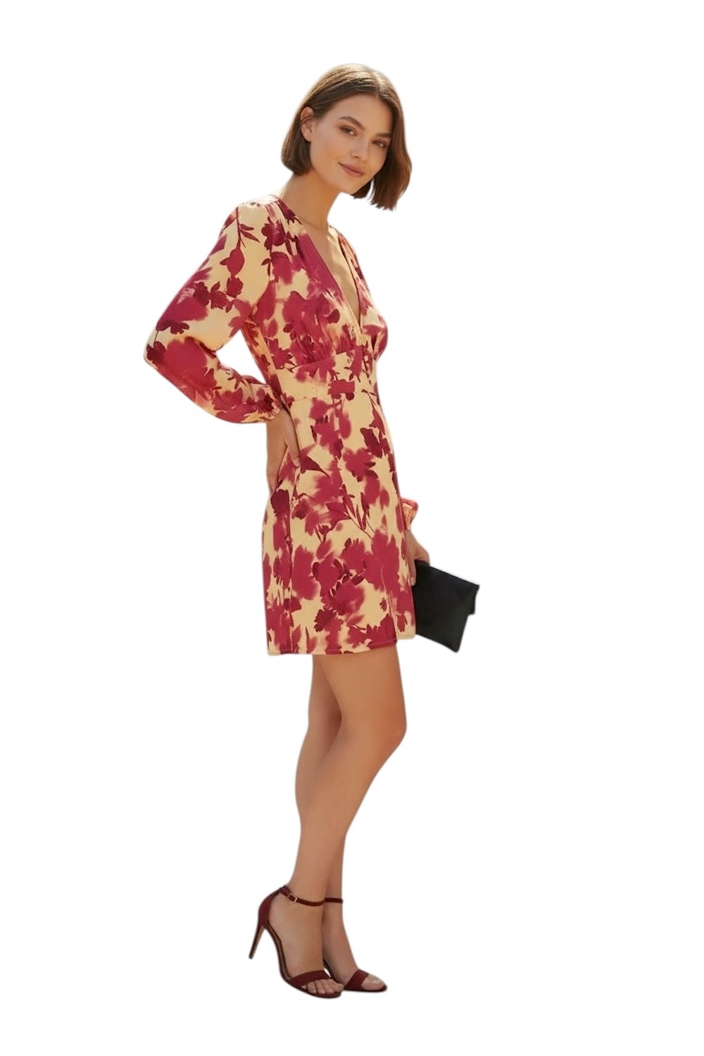 Kontatto mehrfarbiges rotes Kleid