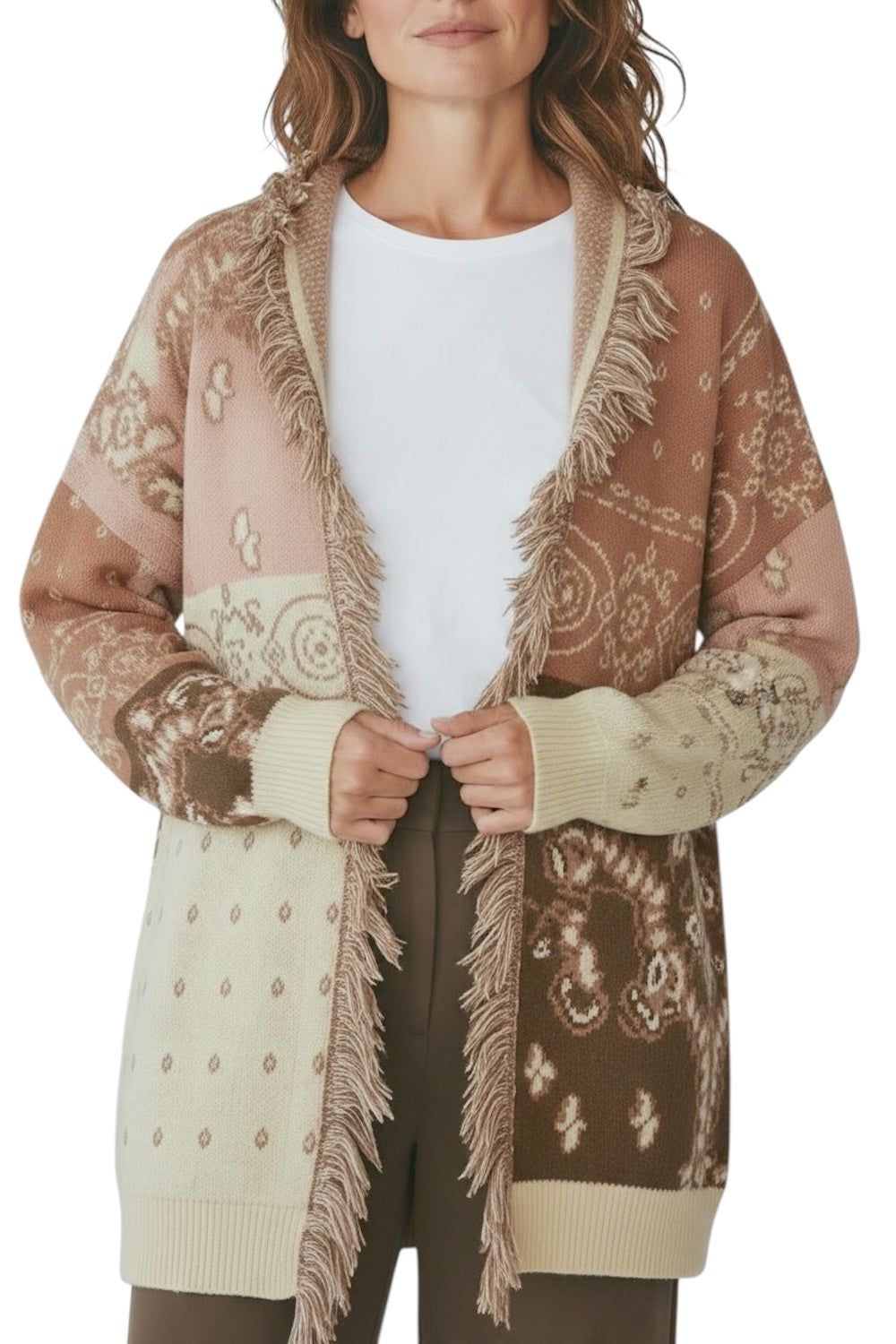 Kontatto ecru-walnut cardigan
