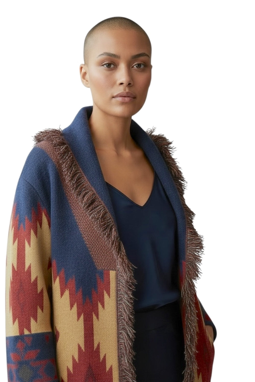 Kontatto blue cherry brown camel cardigan