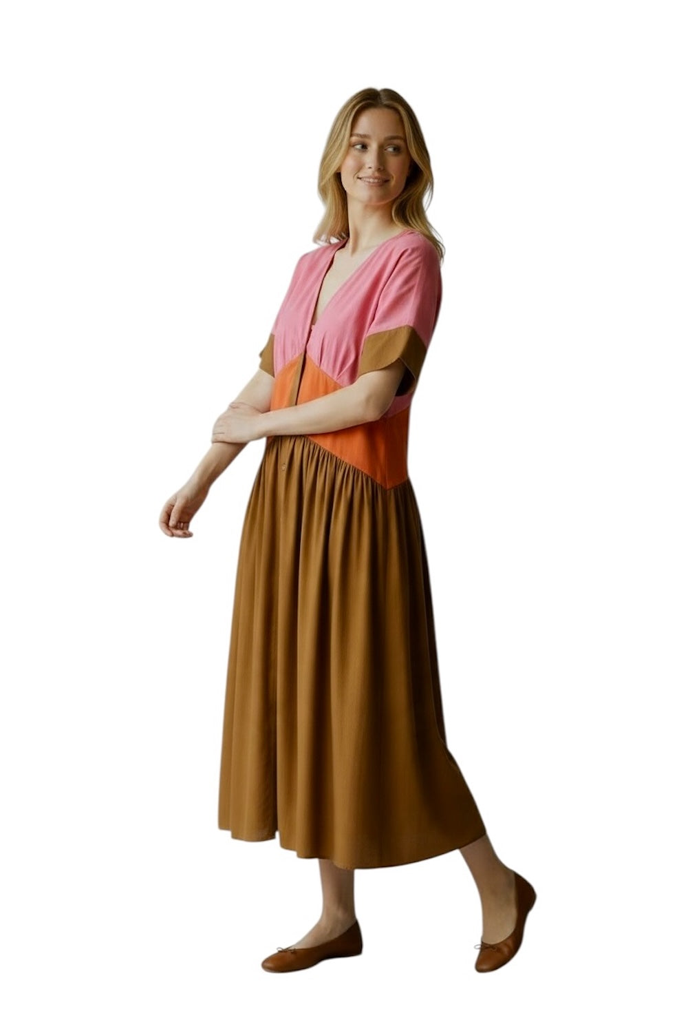 Dixie pink brown chemisier dress
